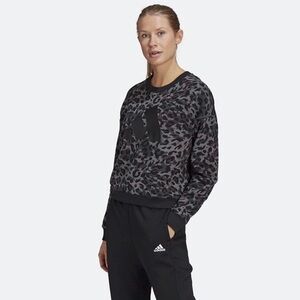 adidas Black & Gray Leopard Print Crewneck Sweatshirt